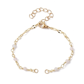 Fabrication de bracelets en chaîne à maillons perlés faits à la main en laiton et morganite naturelle, avec fermoir, convient aux breloques de connecteur