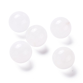 Perles de cristal de quartz naturel, perles de cristal de roche, pas de trous / non percés, pour création de fil enroulé pendentif , ronde