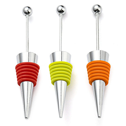Beadable Wine Stoppers, Alloy & Silicone Wine Saver Bottle Stopper, Cone