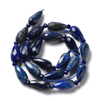 Natural Lapis Lazuli Beads Strands, Faceted, Teardrop