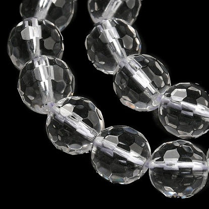 Naturelles cristal de quartz brins de perles, perles de cristal de roche, à facettes (128 facettes), ronde