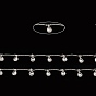 Латунные цепи с изогнутыми звеньями, с подвесками-каплями из прозрачного циркония, несварные, с катушкой