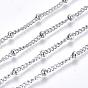 304 Stainless Steel Twisted Chains Curb Chain, with Spool, Satellite Chains, Decorative Chains, with Rondelle Beads, Soldered