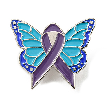 Papillon et cancer de l'œsophage/Alzheimer/ruban de sensibilisation au cancer du sein broche en alliage d'émail, broche pour vêtements de sac à dos