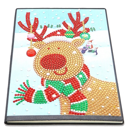 Diy рождественская тема алмазная живопись наборы для ноутбуков, включая книгу из искусственной кожи, смола стразы, ручка, поднос тарелка и клей глина