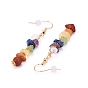 Brass Hoop Earring, with Natural Gemstone Beads Pendants