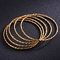 SHEGRACE Classic Real 24K Gold Plated Rolling Buddhist Bangles with Diagonal Pattern, 190x2mm