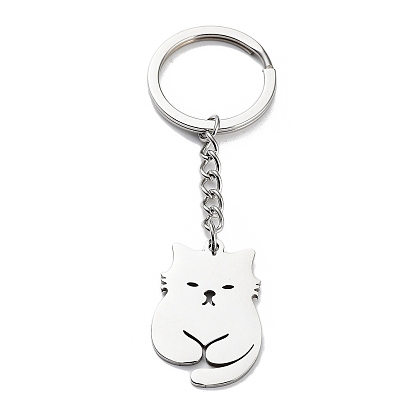 Animal 304 Stainless Steel Pendant Keychains, with Key Ring, Stainless Steel Color