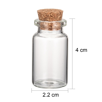 Glass Jar Glass Bottles, with Cork Stopper, Wishing Bottle, Bead Containers, Clear