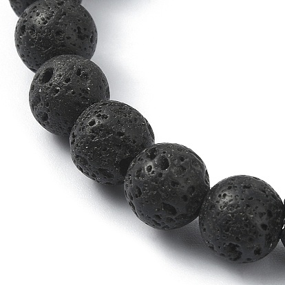 Bracelets extensibles en perles rondes en pierre de lave naturelle teinte