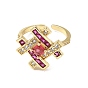 Символ кубического циркония # открытая манжета кольцо, настоящие позолоченные украшения из латуни для женщин