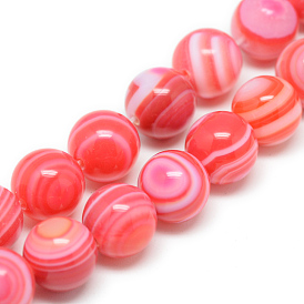 ARRICRAFT Natural Striped Agate/Banded Agate Bead Strands, Dyed, Round