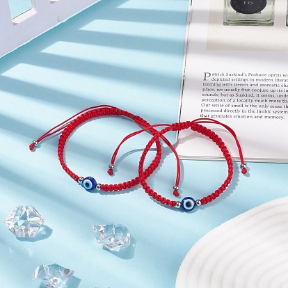 2 шт. 2 набор браслетов из плетеных бусин в стиле сглаз смолы, красные парные браслеты для родителя и ребенка