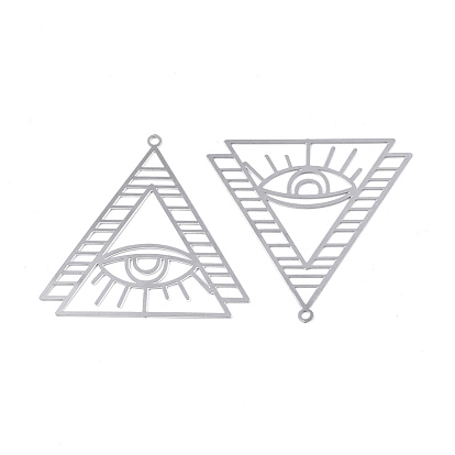 201 подвески из нержавеющей стали, гравированные металлические украшения, треугольник с глазом