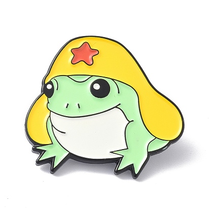 Frog with Star Hat Enamel Pin, Animal Alloy Enamel Brooch Pin for Clothes Bags, Electrophoresis Black