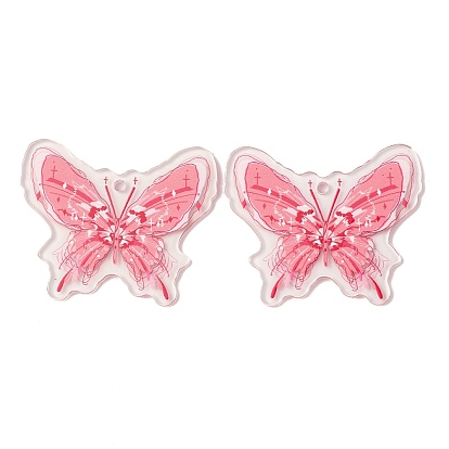 Colgantes acrílicos impresos transparentes, encanto de mariposa