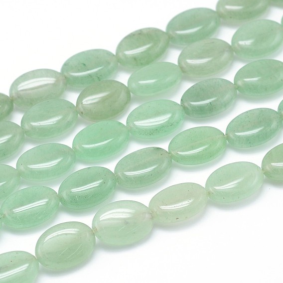 Aventurine vert naturel plats ovales brins de perles, 14x10x6mm, Trou: 1mm, Environ 29 pcs/chapelet, 15.7 pouce