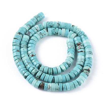 Natural Magnesite Beads Strands, Heishi Beads, Dyed & Heated, Flat Round/Disc