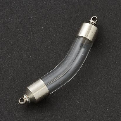 Colgante de vial de vidrio transparente conectores de enlace normal, botella de deseo que se puede abrir de tubo curvo con accesorios de latón y aleación para hacer joyas