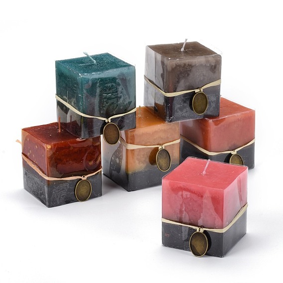 Cuboid-shape Aromatherapy Smokeless Candles, with Box, for Wedding, Party, Votives, Oil Burners and Home Decorations