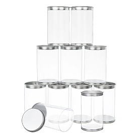 Transparent Plastic Bead Containers, with Tinplate Cap, Column