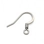 304 Stainless Steel French Earring Hooks, with Horizontal Loop, Flat Earring Hooks, 14.5x16x2mm, Hole: 2mm, 22 Gauge, Pin: 0.6mm