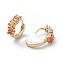 Orange Cubic Zirconia Rectangle Hoop Earrings, Brass Jewelry for Women, Cadmium Free & Lead Free