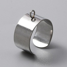 Componentes de anillo de dedo de manguito abierto de acero inoxidable, base de anillo de bucle