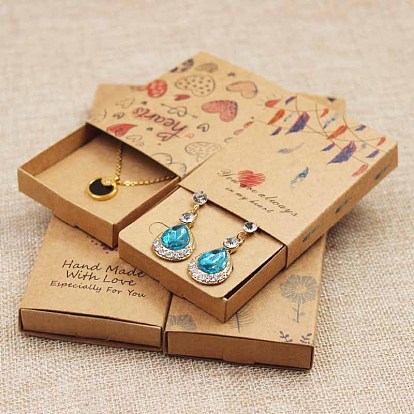 Boîtes de papier kraft et cartes d'affichage de bijoux de collier, boîtes d'emballage, avec le modèle