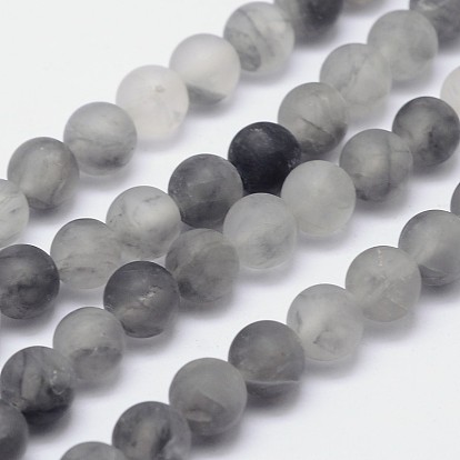 Givrées nuageux naturel perles rondes de quartz brins