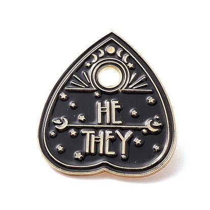 He They Word Enamel Pin, Spade Alloy Badge for Backpack Clothes, Golden