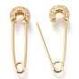 Brass Micro Pave Clear Cubic Zirconia Safety Pins, Long-Lasting Plated