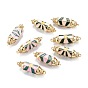 Real 18K Gold Plated Brass Micro Pave Clear Cubic Zirconia Links Connectors, with Enamel, Polygon with Heart