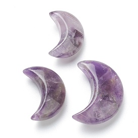 Natural Amethyst Beads, No Hole/Undrilled, for Wire Wrapped Pendant Making, Moon
