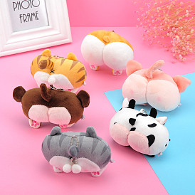 Cute Animal Plush Cotton Doll Pendant Keychains, Pendant Decorations with Alloy Findings