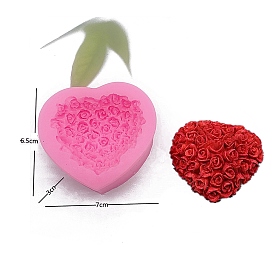Valentine's Day Theme DIY Love Heart & Rose Candle Silicone Mold, for Scented Candle Making