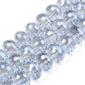 Plaquent verre transparent perles brins, facette, rondelle