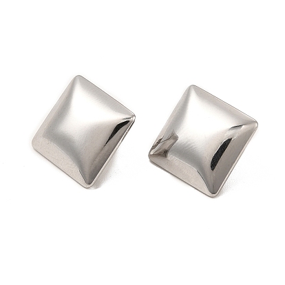 304 Stainless Steel Stud Earrings, with Vertical Loops, Rhombus