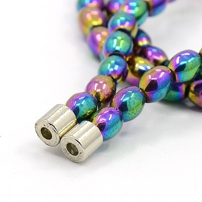 Trendy magnétiques hématite synthétique colliers baril de perles unisexe, avec fermoir magnétique, 17.32 pouce