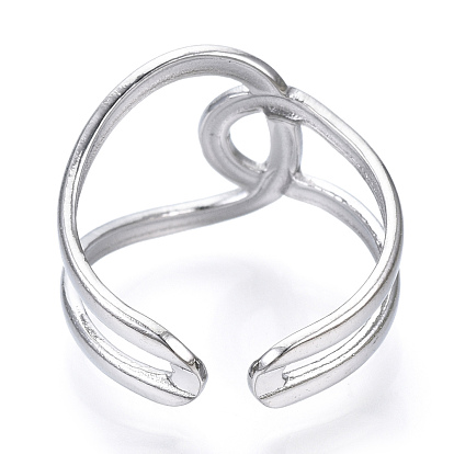 304 Stainless Steel Knot Open Cuff Ring, Hollow Chunky Ring for Women
