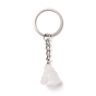 Natural Gemstones Keychain, with 201 Stainless Steel Finding