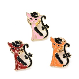 Cat with Bowknot Enamel Pin, Light Gold Plated Alloy Badge for Backpack Clothes