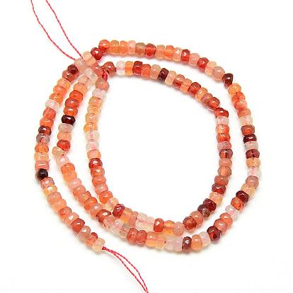 Dyed Natural Carnelian Gemstone Bead Strands, Faceted, Rondelle