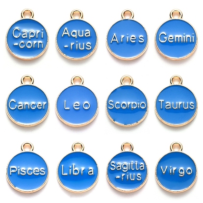 Pendentifs en émail , plat rond avec constellation / signe du zodiaque