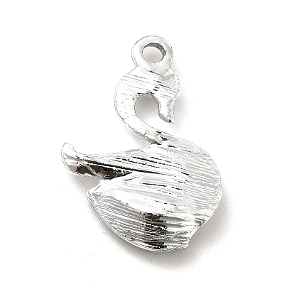 Alloy Glass Pendants, Crystal Rhinestone Swan Charm, Platinum
