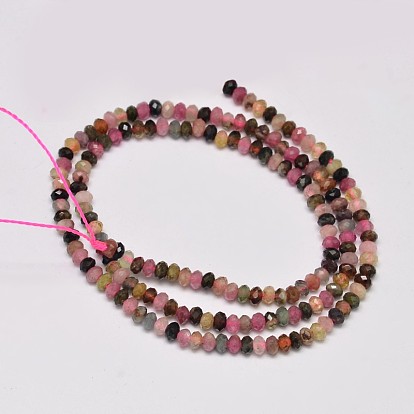 Faceted Rondelle Natural Tourmaline Bead Strands