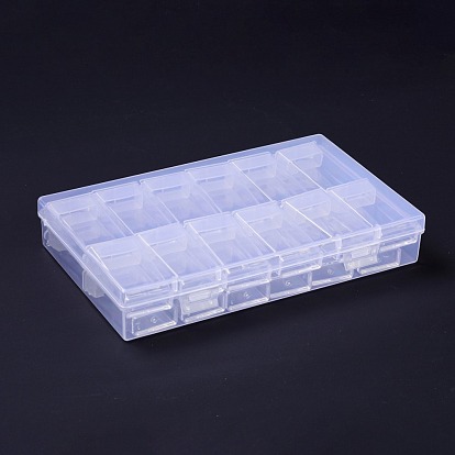 Plastic Bead Containers, for Small Parts, Hardware and Craft, 12 Compartments, Rectangle