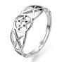 304 Stainless Steel Hollow Out Pentagram Adjustable Ring for Women
