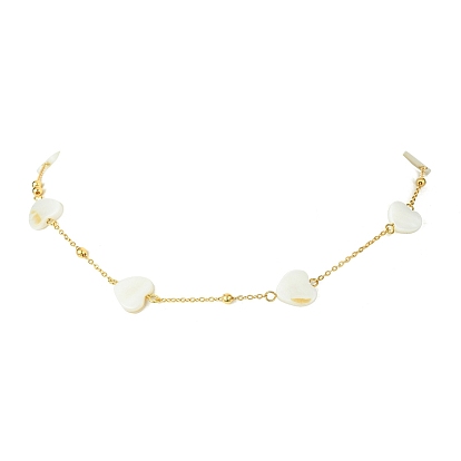 3 шт. 3 стильные ожерелья-цепочки из натуральных ракушек с бисером и латунными золотыми кабельными цепочками, сердце и звезда и крест