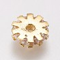 Brass Micro Pave Cubic Zirconia Beads, Gear